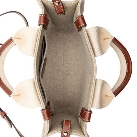 Chloe Small Woody Ribbon Tote With Strap White Brown - Picture 6 of 10